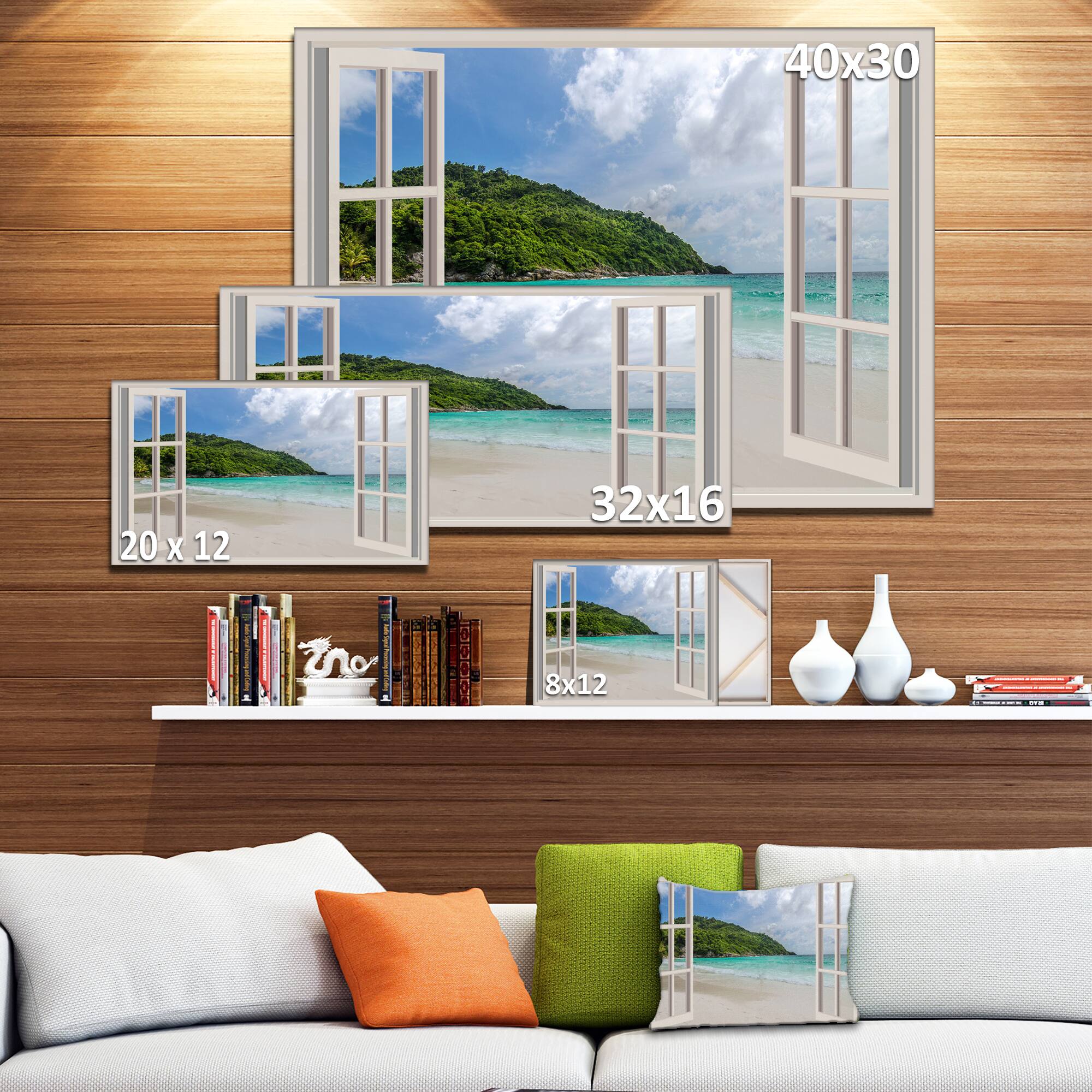 Designart - Open Window to Calm Seashore